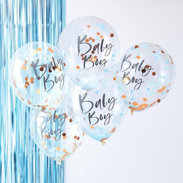 Confetti ballonnen Baby Boy (5st)