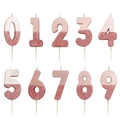 [VER01] Number candles rose gold with glitterr