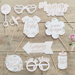 [BAB04] Photo Booth Props Baby Shower Floral – 10 stuks